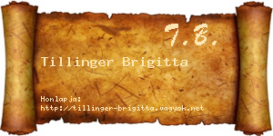 Tillinger Brigitta névjegykártya